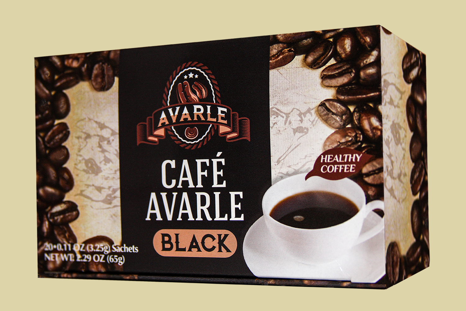 Café Avarle Black Healthy Coffee with Ganoderma & Cordyceps - 20 packs - Full Case - Click Image to Close