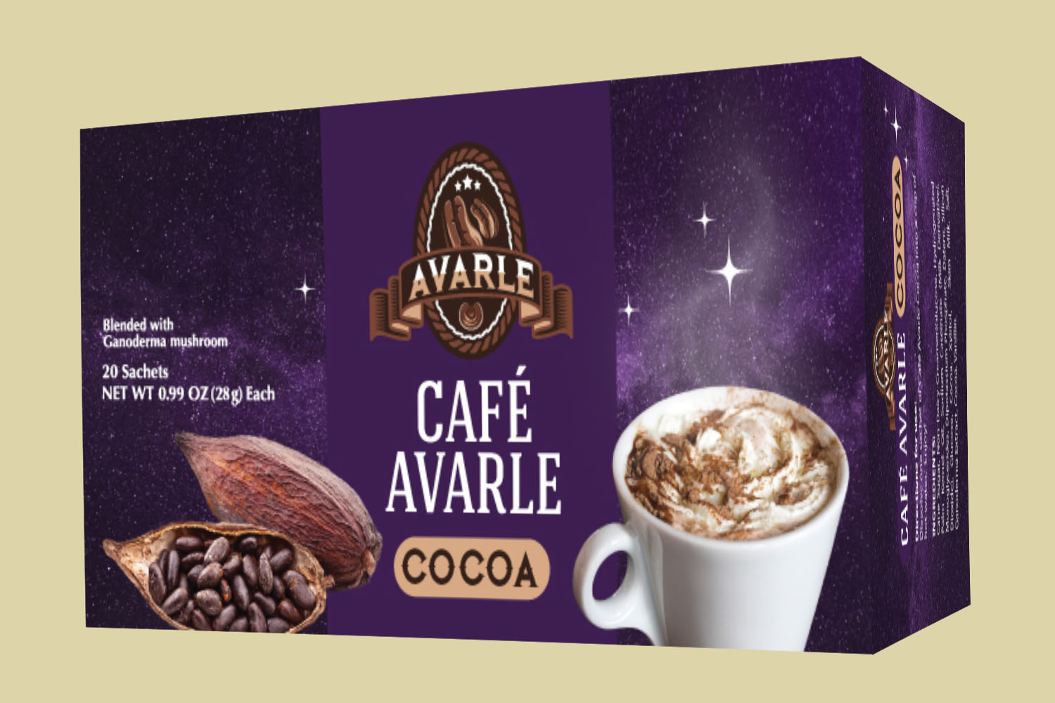 Cafe Avarle Healthy Cocoa with Ganoderma - (20 pk/box) Single - Click Image to Close