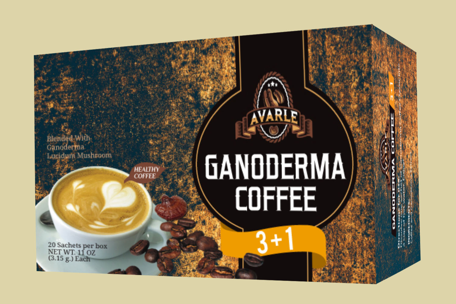 3 Plus 1 Cafe Healthy Coffee with Ganoderma - Creamer and Sugar - 20 pks - Full case - Click Image to Close