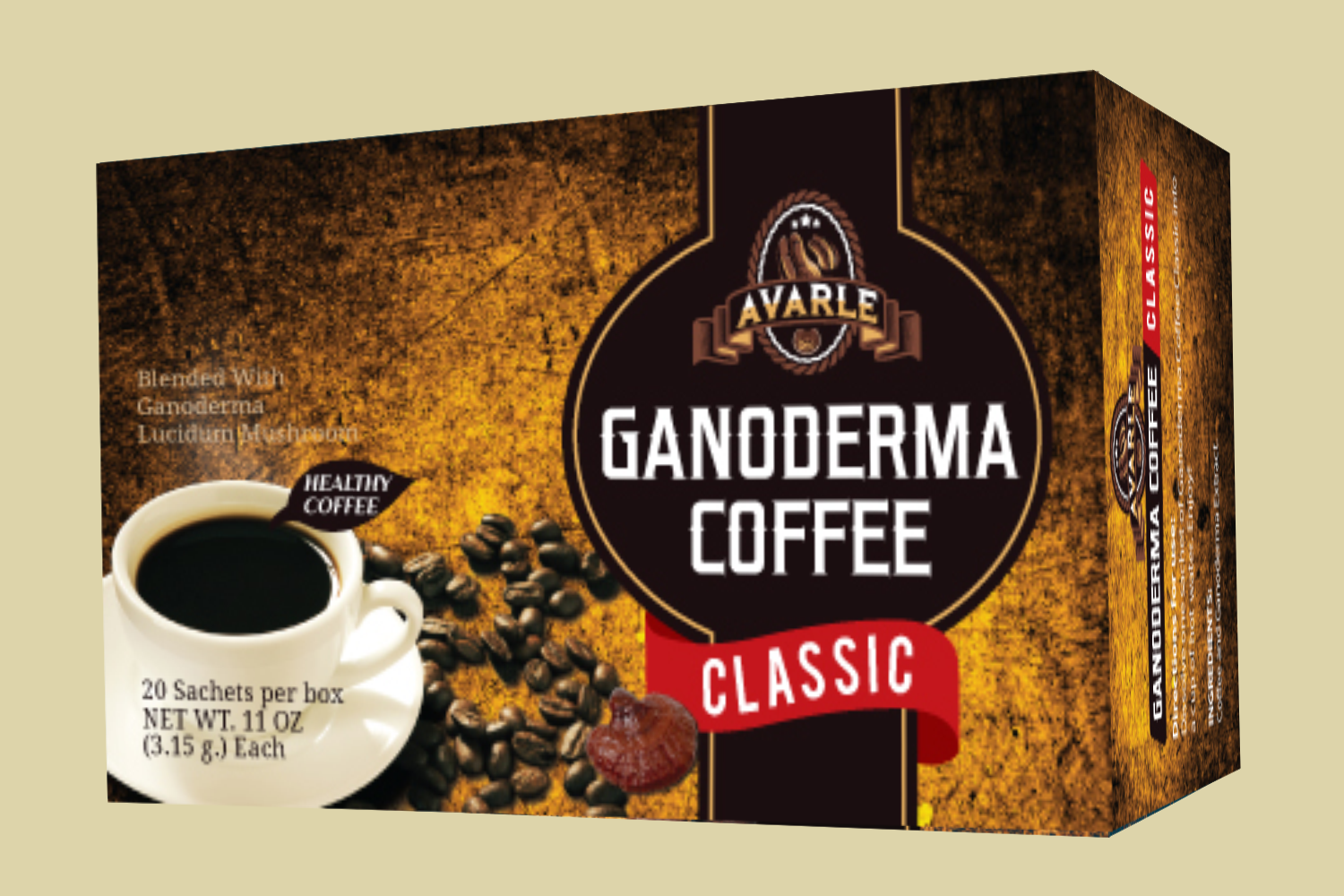 Avarle Classic Black Coffee with Ganoderma - 20 packs - Higher Quality 2-1 Coffee replacement - (20 pk/box) Single - Click Image to Close